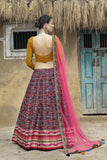 Authentic Printed  Art Silk Lehenga choli With lace On border For Wedding Wear