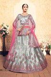 Authentic Grey Color With Pink Embroidery Work Lehenga Choli  For Party Wear