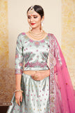 Authentic Grey Color With Pink Embroidery Work Lehenga Choli  For Party Wear