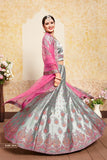 Authentic Grey Color With Pink Embroidery Work Lehenga Choli  For Party Wear