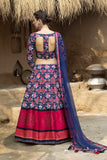 Blue Digital Printed Art Silk Lehenga Choli