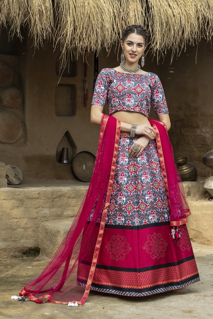 adorable Printed Lehenga Choli With Lace On dupatta Printed Work – Cygnus  Fashion