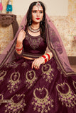 Maroon Colored With Heavy Design  Lehenga Choli With Dupatta For Wedding Wear