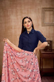 Solid Color Top With Flared And Fit Printed Skirt