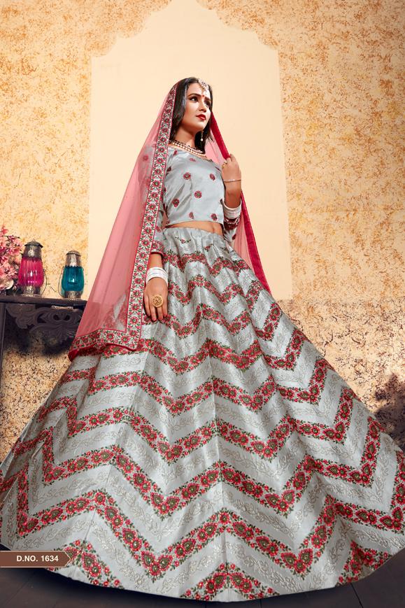 Wonderful Zigzag Printed And Embroidery Worked Party Wear Lehenga Choli With Dupatta