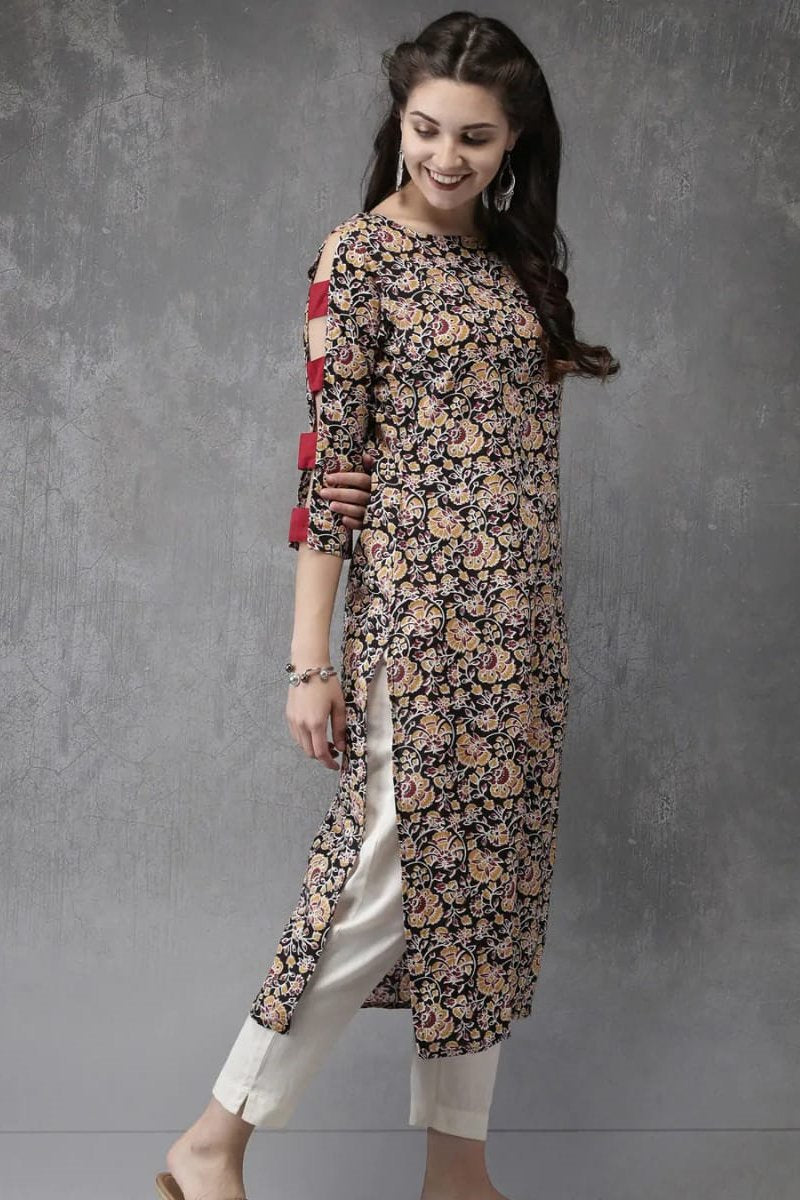 Women Casual Wear Printed Rayon Fancy Long Kurti