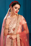 Peach Color Embroidery Work Lehenga Choli With Dupatta