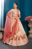 Peach Color Embroidery Work Lehenga Choli With Dupatta