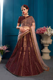 Brown Colored Designer Embroidery Work Lehenga Choli For Party Wear