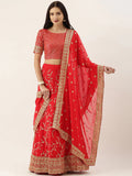 The Lehenga And Blouse Are Beautified With Sequins And Zari Thread Embroidered work