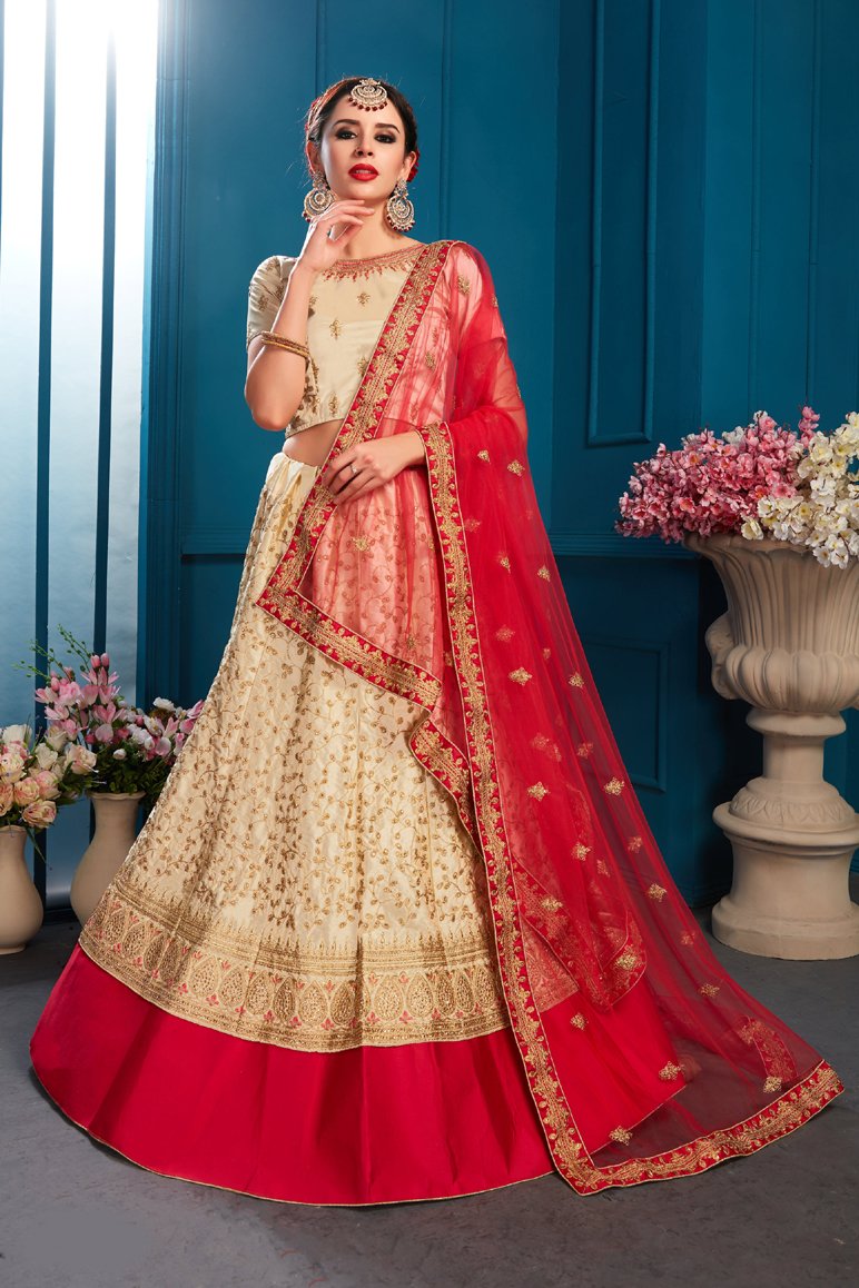 Authentic Beige Color Lehenga Choli With Embroidery Work