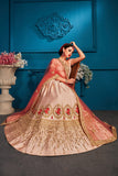 Amazing Peach Color Lehenga Choli For Wedding Or Party Wear