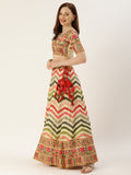 Crafted with Sequins and Multi colors Thread Embroidery work Lahenga