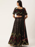 Spread the aura of freshness by wear this black Sequins Work Georgette Party Wear LehengaCholi