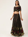 Spread the aura of freshness by wear this black Sequins Work Georgette Party Wear LehengaCholi