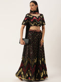 Spread the aura of freshness by wear this black Sequins Work Georgette Party Wear LehengaCholi