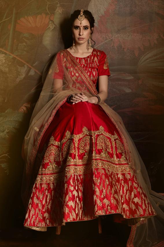 Red Net Silk Bridal Lehenga Heavy Stone Work SIF119189 – ShreeFashionWear