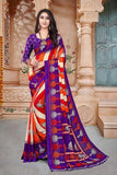 Authentic Beautiful Georgette Printed Saree With Blouse Piece