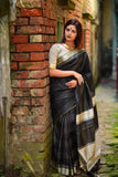 Dazzling Soft Raw Silk Saree With Weaving And Teasel Attached For Party Wear