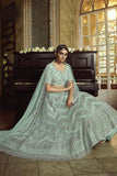 Sky Blue Soft Net Designer Heavy Work Lehenga Choli With Dupatta