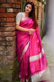 Dazzling Soft Raw Silk Saree With Weaving And Teasel Attached For Party Wear