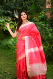 Dazzling Soft Raw Silk Saree With Weaving And Teasel Attached For Party Wear