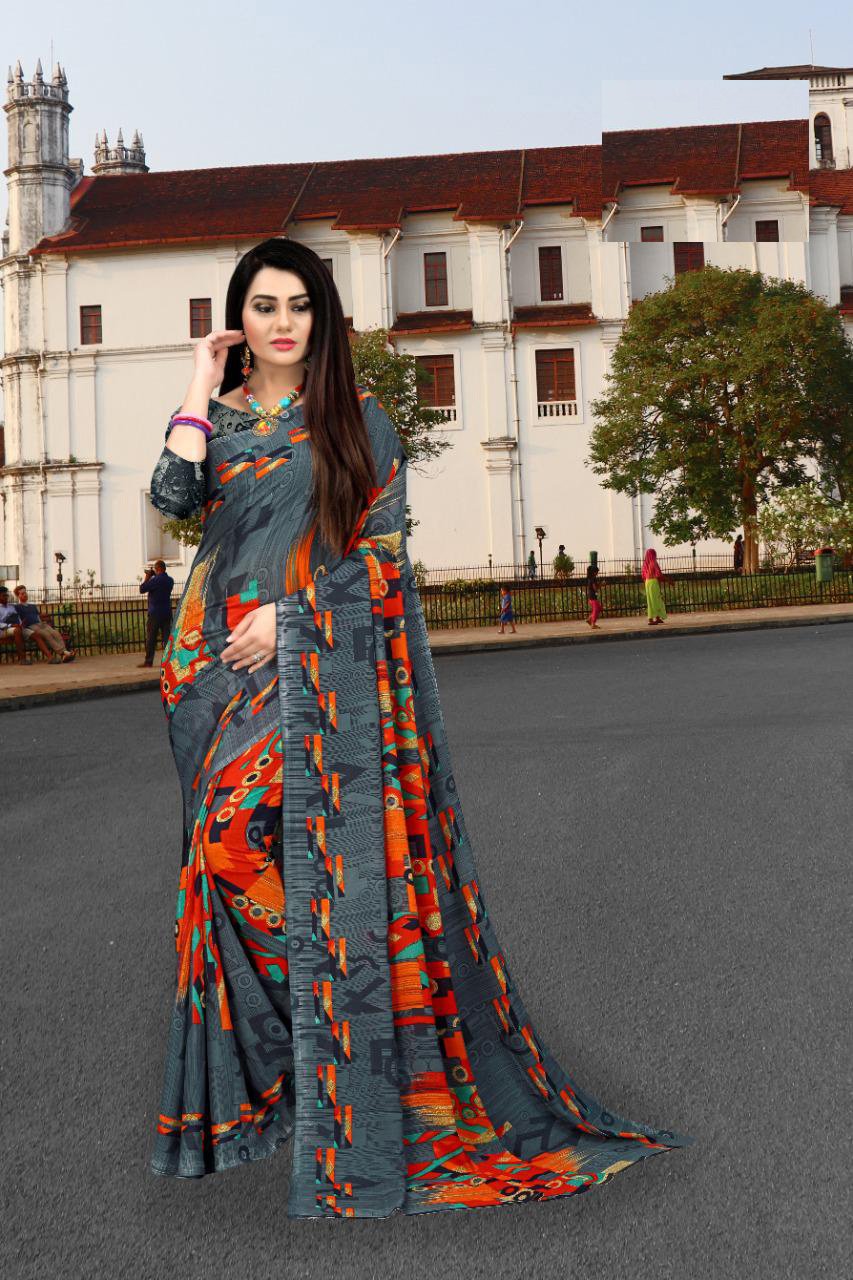 Brown Colour Hit Design TFH New Latest Party Wear Soft Georgette Saree  Collection 6413 - The Ethnic World