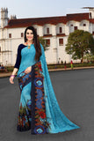 Border Flower Printed Georgette Saree For Casual Wear