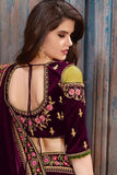 Wine Colored Heavy Georgette With Embroidery  Saree
