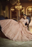 Peach Wedding Wear Soft Net Lehenga Choli Dori & Zarkan Work