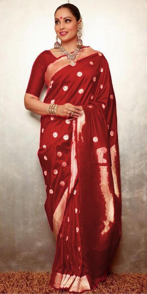 Red Traditional Banarasi Silk saree With Jacquard work