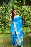 Dazzling Soft Raw Silk Saree With Weaving And Teasel Attached For Party Wear