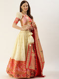 White color lehenga in jacquard