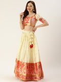 White color lehenga in jacquard