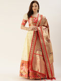 White color lehenga in jacquard