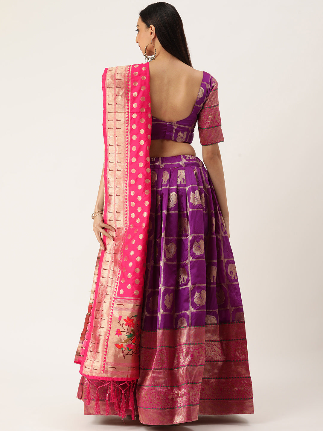 Buy Beautiful Purple Thread Work Raw Silk Lehenga Choli With Dupatta - Zeel  Clothing