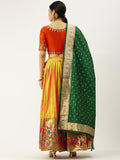 Embrace the cheerful festive vibes with this mustard paithani lehenga