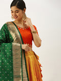 Embrace the cheerful festive vibes with this mustard paithani lehenga