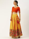 Embrace the cheerful festive vibes with this mustard paithani lehenga