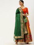 Embrace the cheerful festive vibes with this mustard paithani lehenga