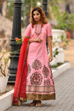 Pink Colored Long Gown With Neck Handwork For Women