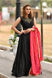 Beautiful Black Colored Long Flared Gown
