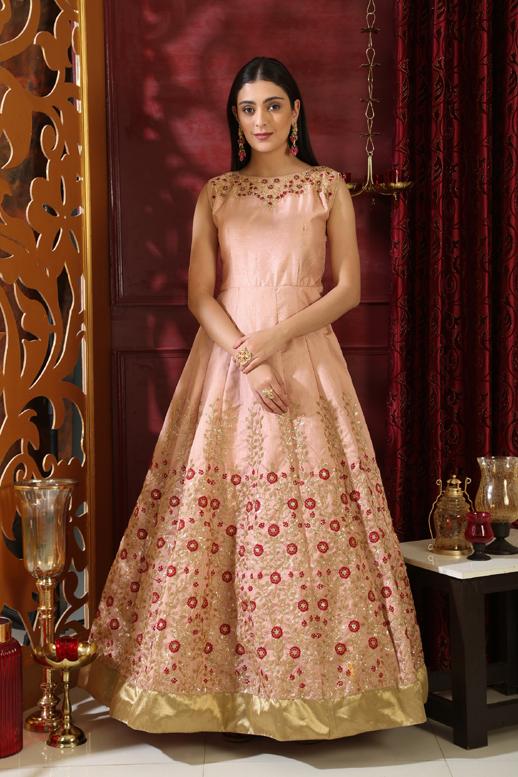 Cotton Silk Gown and Cotton Silk Designer Gown Online Shopping