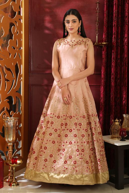 Designer Party Wear Silk Gown With Sequence Embroidery Work