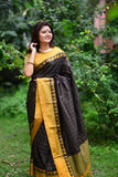 Astonishing  raw silk weaving saree with Contrast Unstitched Blouse