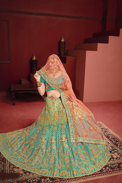 Phantom silk Embroidered Bridal Semi-Stitched Sea Green Truly Traditional  Lehenga Choli with Dupatta For Women in Mumbai at best price by Aanya -  Justdial