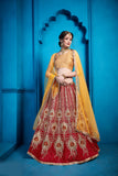 Awesome  Red & Yellow Lehenga Choli With Sequence, Thread Work For Party Wear