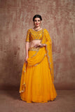 Dazzling Yellow Soft Net Lehenga Choli With Mirror Work Border