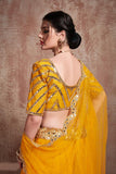 Dazzling Yellow Soft Net Lehenga Choli With Mirror Work Border