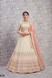 Off White Wedding Wear Lehenga Choli With Heavy Zari Work